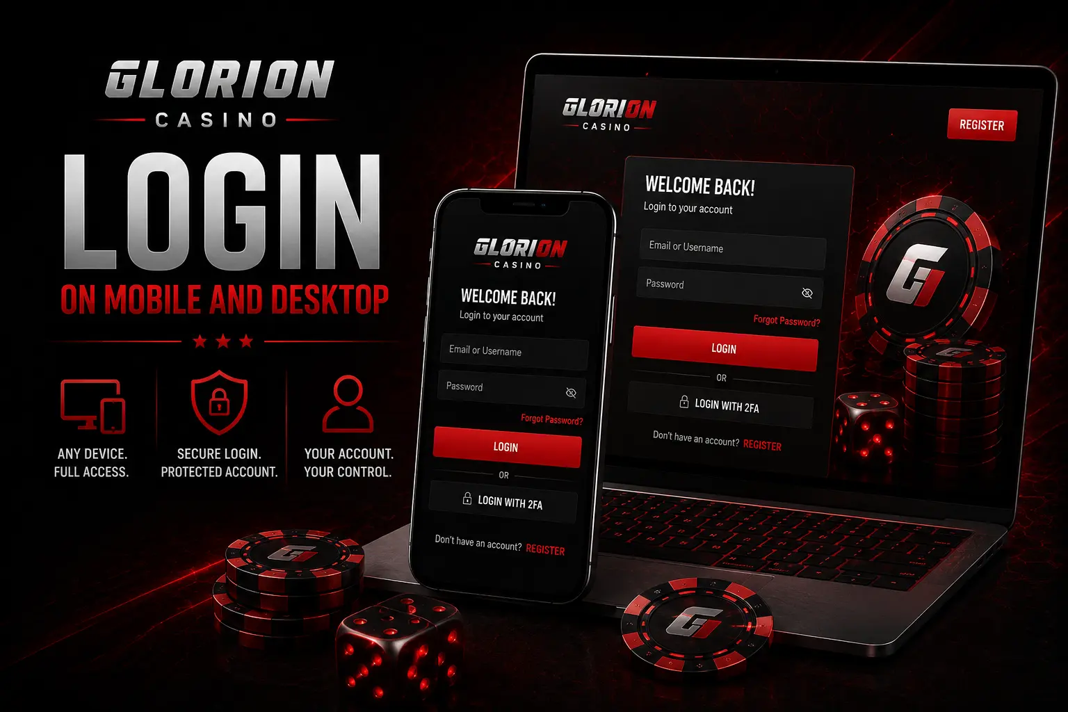 Glorion Login on Mobile and Desktop